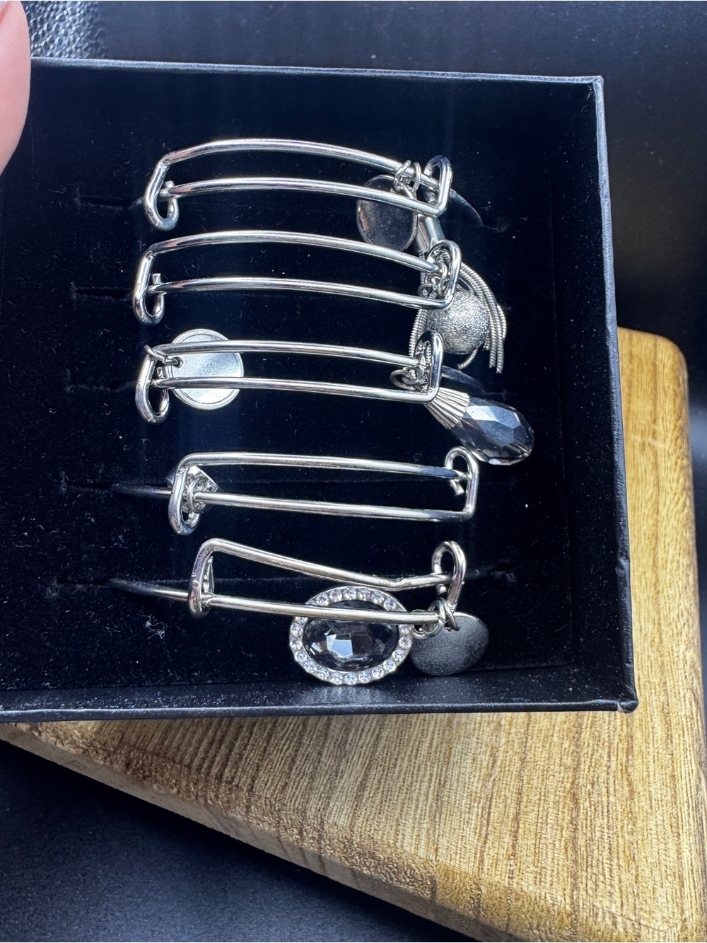 Christopher & Banks Silver-Tone Charm Bangle Bracelet Set